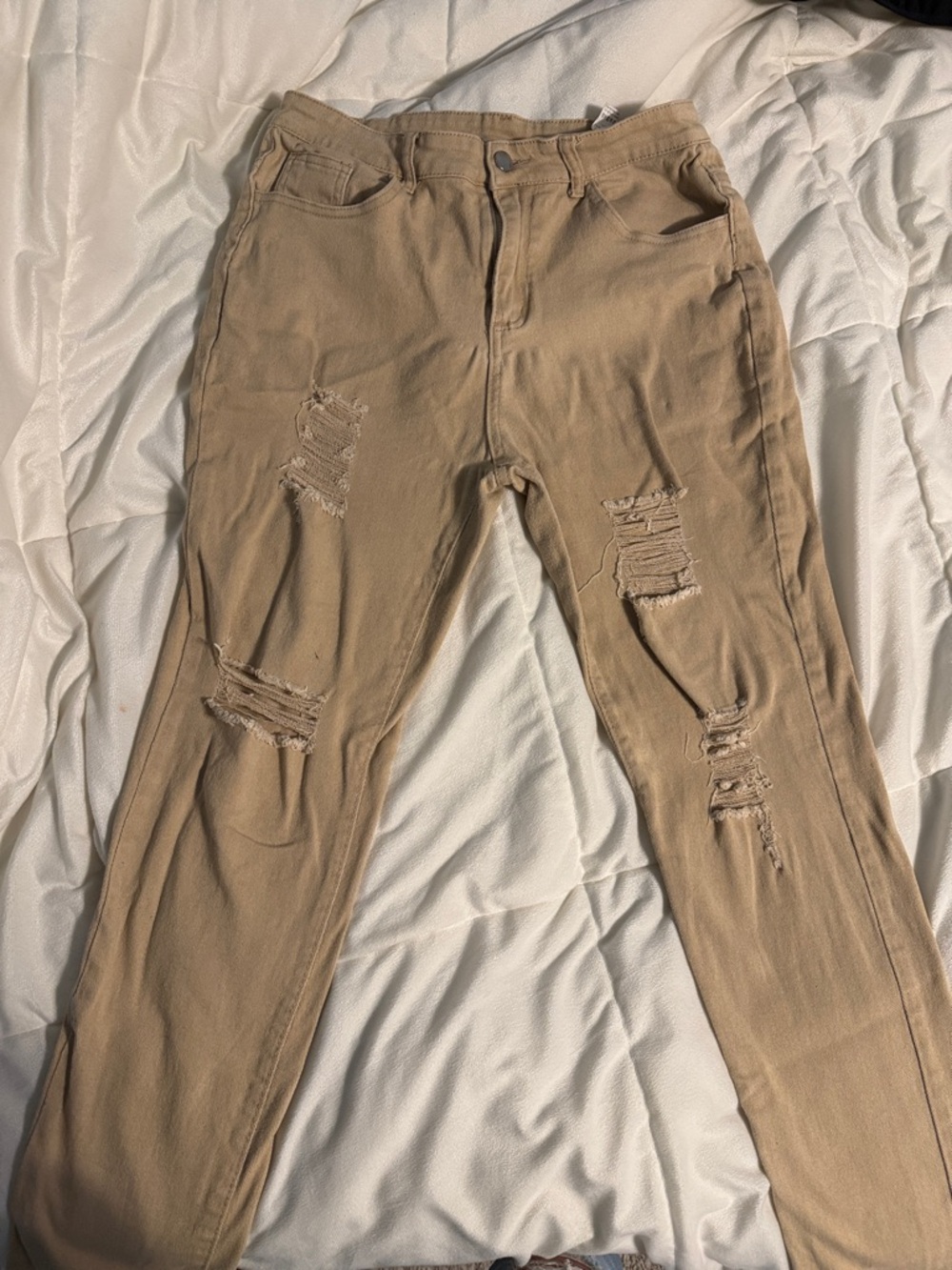 Men's Bootcut Distressed Jeans - Tan